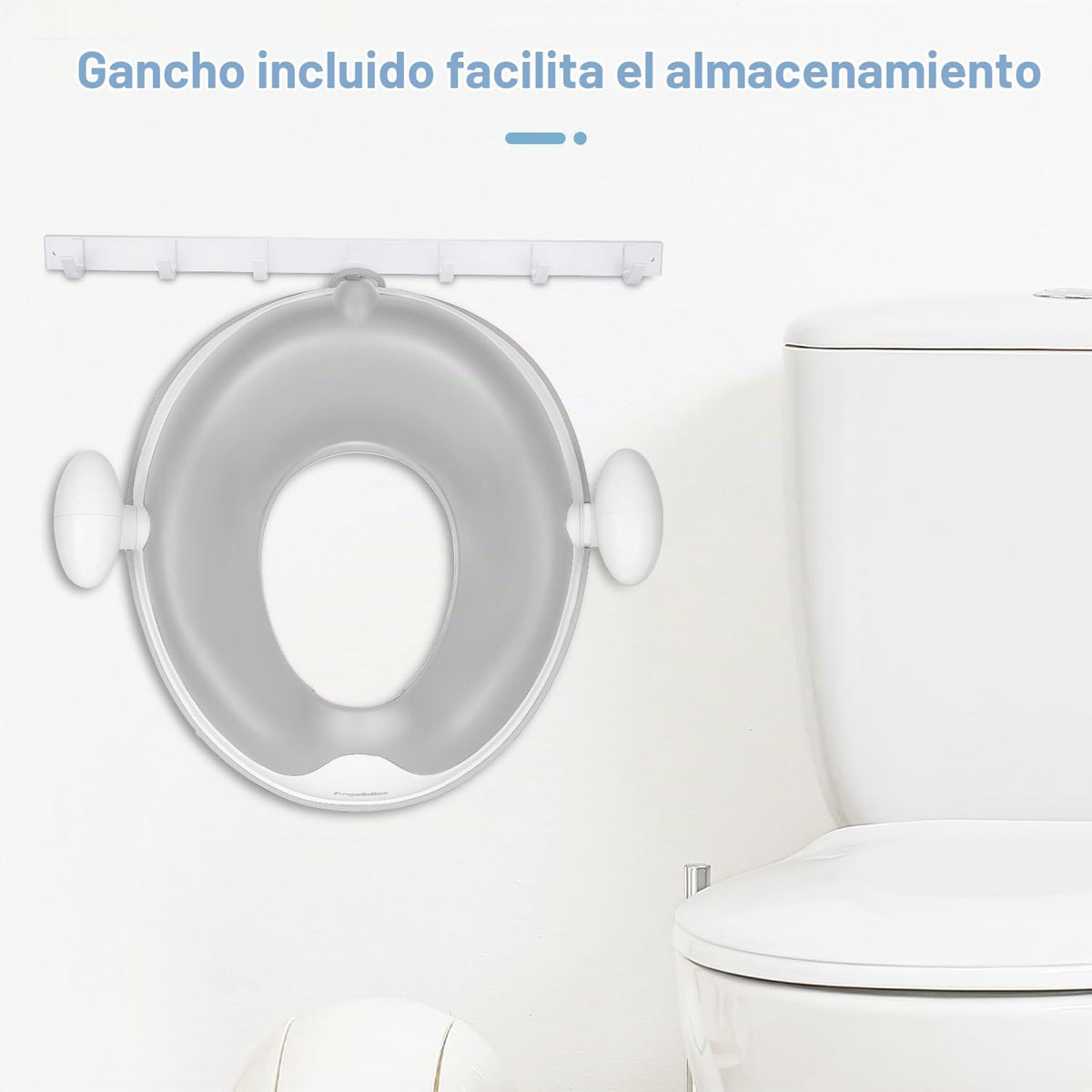 Angelbliss Asiento de inodoro infantil, para entrenamiento de Baby Potty, asiento de inodoro para niños y niñas, doble acolchado antideslizante, con asa y protección contra salpicaduras (Gris)