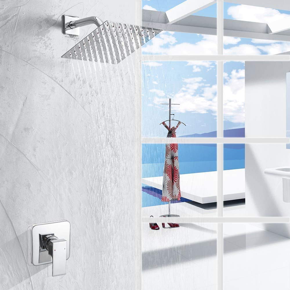 Regadera Kit de Ducha odbo Cromado con Cabezal Cuadrado de Acero Inoxidable para Cuarto de Baño