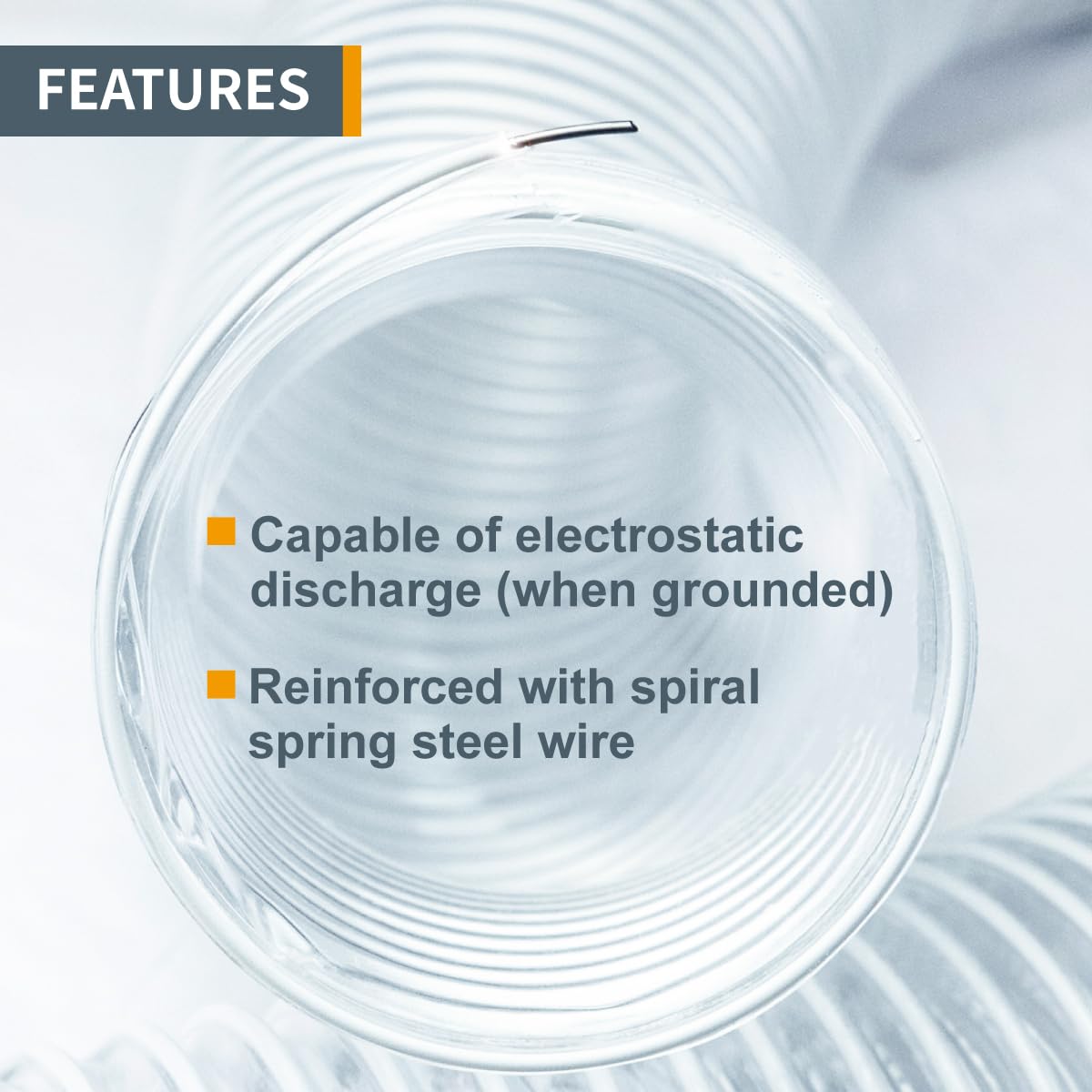 Manguera Flexible de Recolección de Polvo POWERTEC Transparente con Abrazaderas