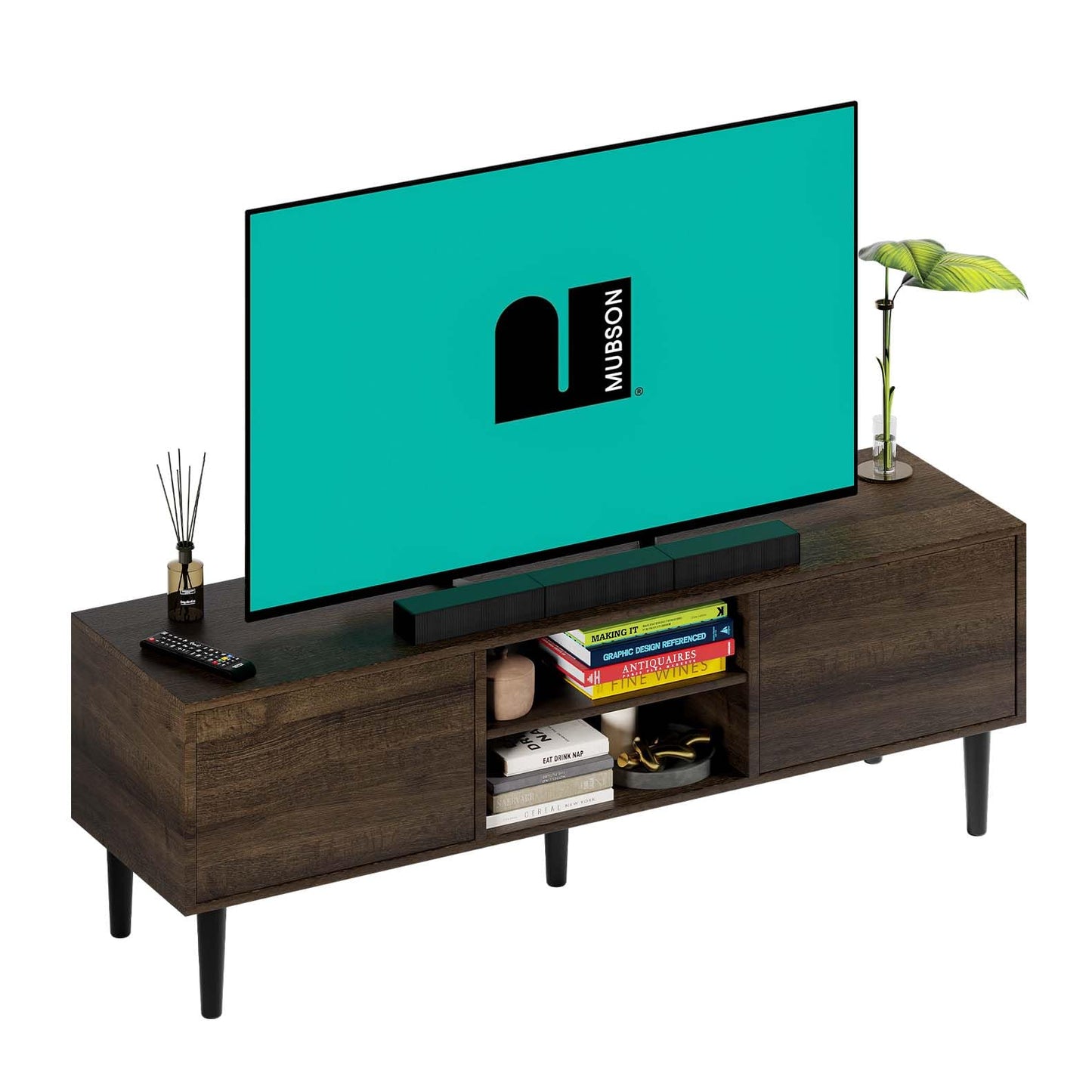 Mueble para TV MUBSON Ravena 150x40 cm con 5 compartimientos para Pantallas de 40 a 65 Pulgadas
