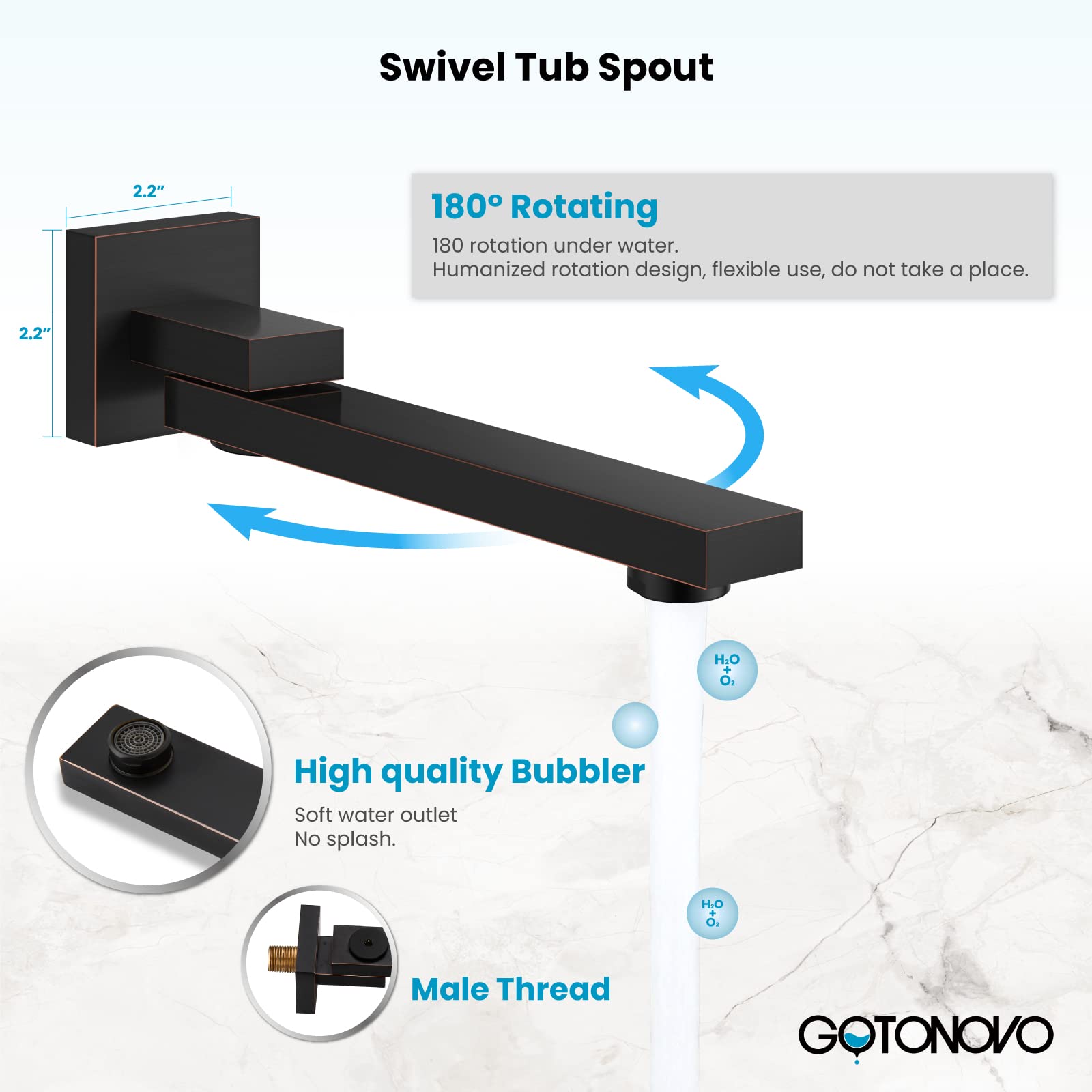 gotonovo Juego de grifo de ducha de bronce aceitado con triple función de montaje en pared sistema de ducha de 30,48 cm con boquilla de bañera de alta presión cuadrado de ducha de mano de equilibrio válvula de entrada áspera