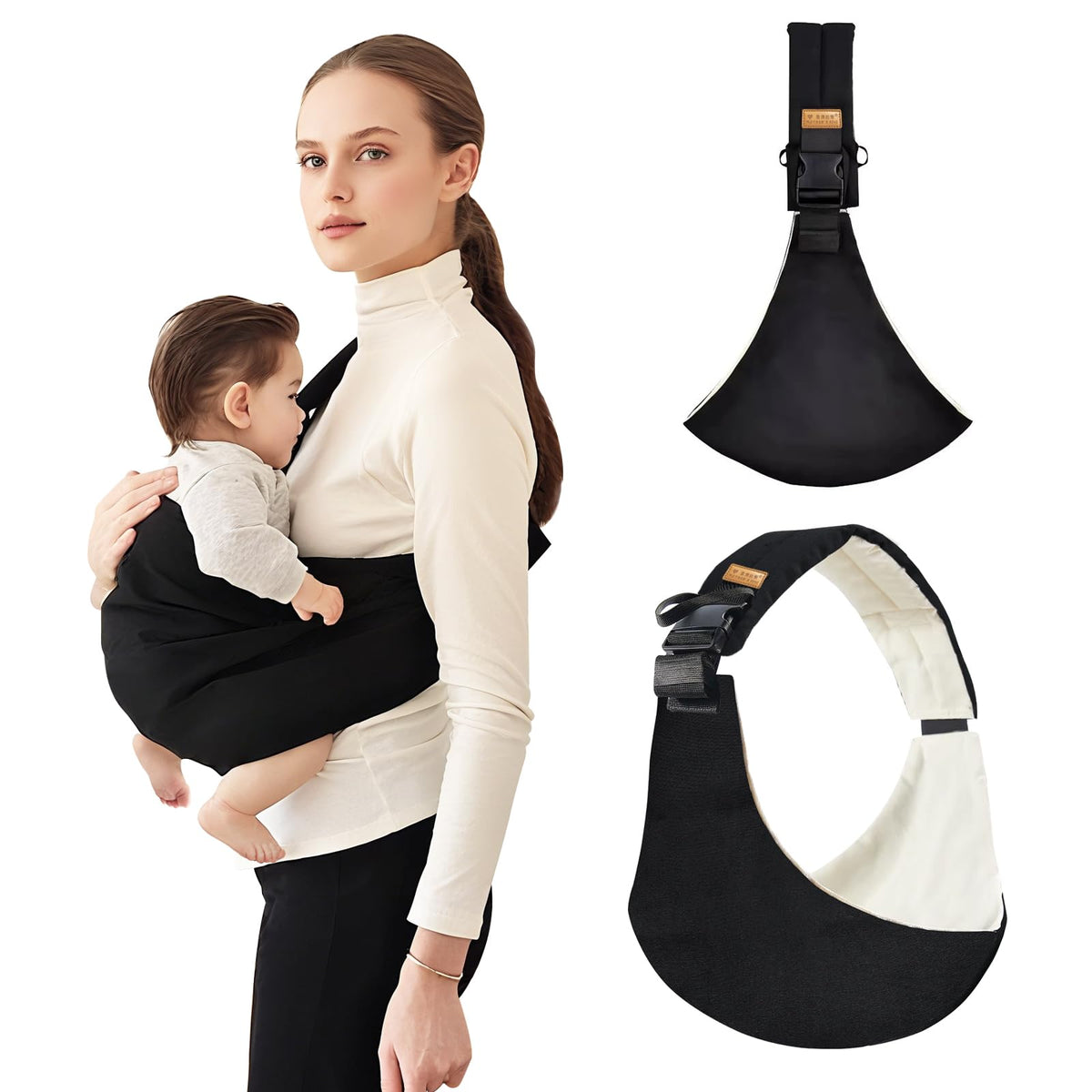 NUIO Porta Bebe, Mochila Ergonomica Bebe,Cangurera para Bebe Ajustable y Transpirable, Multifuncional y que Ahorra trabajo, Soporte Firme para Bebé, Apto para Niños de 3 a 24 Meses (Negro puro)
