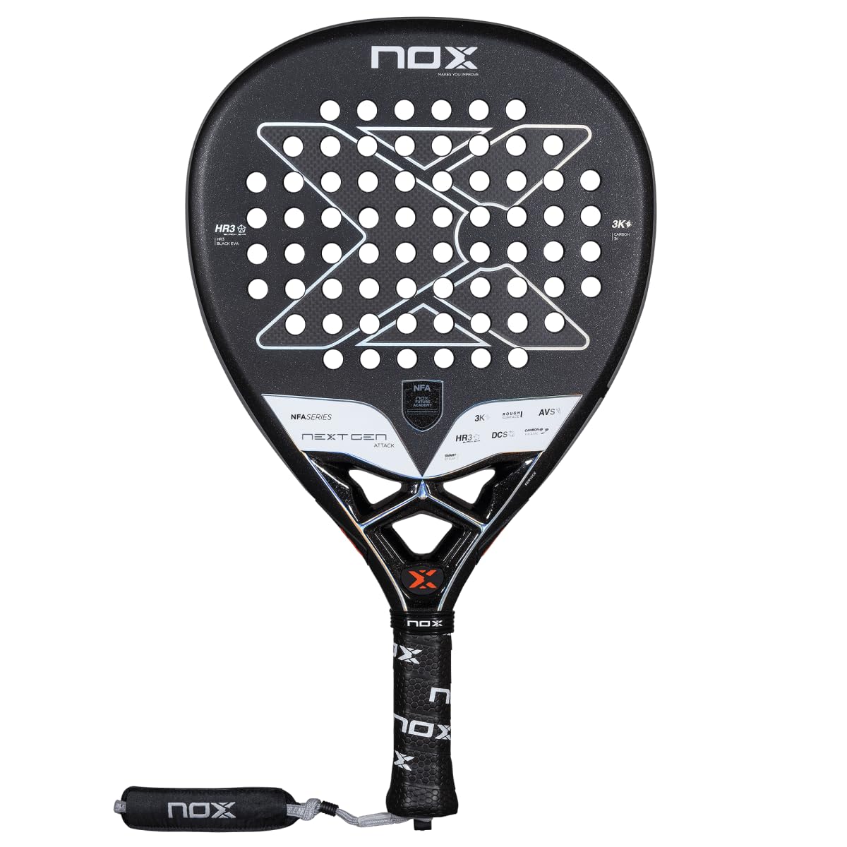 Raqueta de Pádel NEXTGEN PRO Attack 3K NFA Series 2025 Negra con Textura de Arena para Hombre