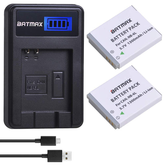 Batería y Cargador USB LCD Batmax 1300mAh para Canon PowerShot