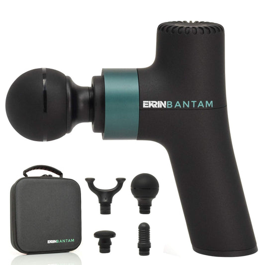 Ekrin Athletics Bantam - Mini pistola de masaje – Masajeador de percusión delgado y ligero para dolores musculares y recuperación, larga duración de la batería, 3 velocidades y 4 accesorios / Muévete mejor y recupera más rápido