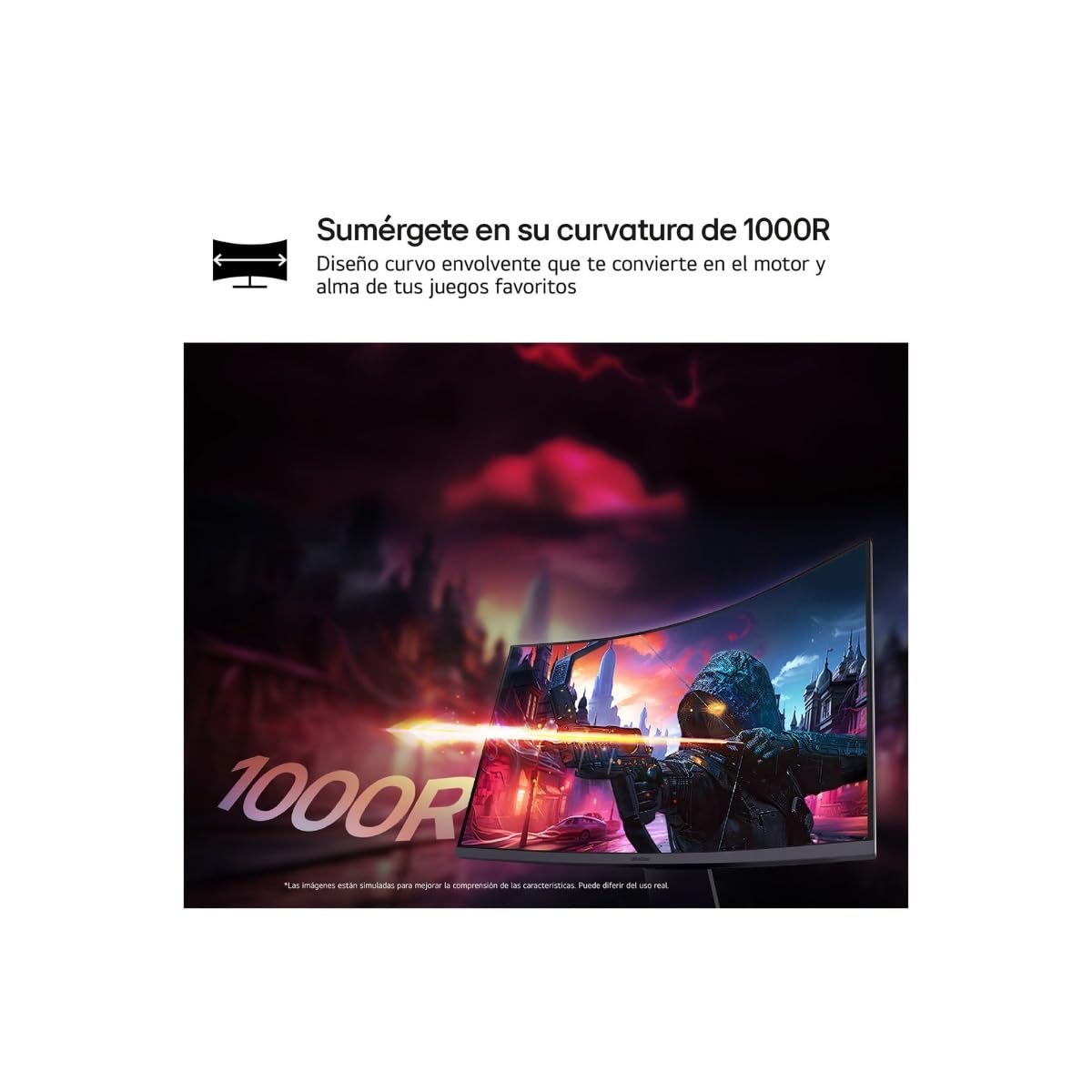 LG Monitor 27 Pulgadas Gamer Curvo Ultragear Full HD 27GS60QC-B
