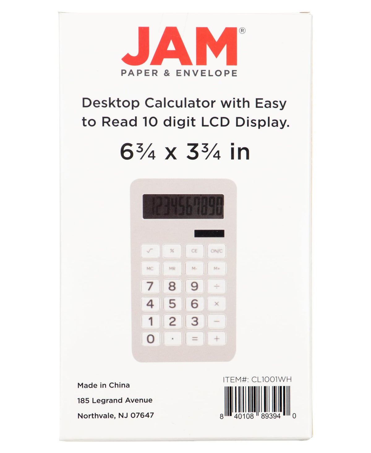 Calculadora JAM PAPER Blanca con Visualización LCD de 10 Dígitos