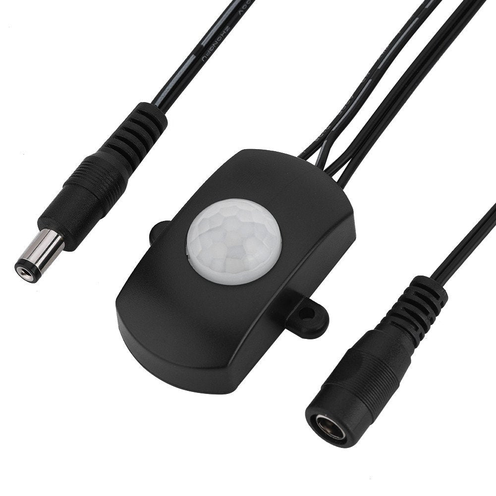 Interruptor Diyeeni 120 Grados 2-360 Segundos Rango de Retardo Ajustable,5A DC 5-24V Mini PIR Sensor Infrarrojo,Sensor de Movimiento Detector,LED Tira Interruptor Automático (negro)