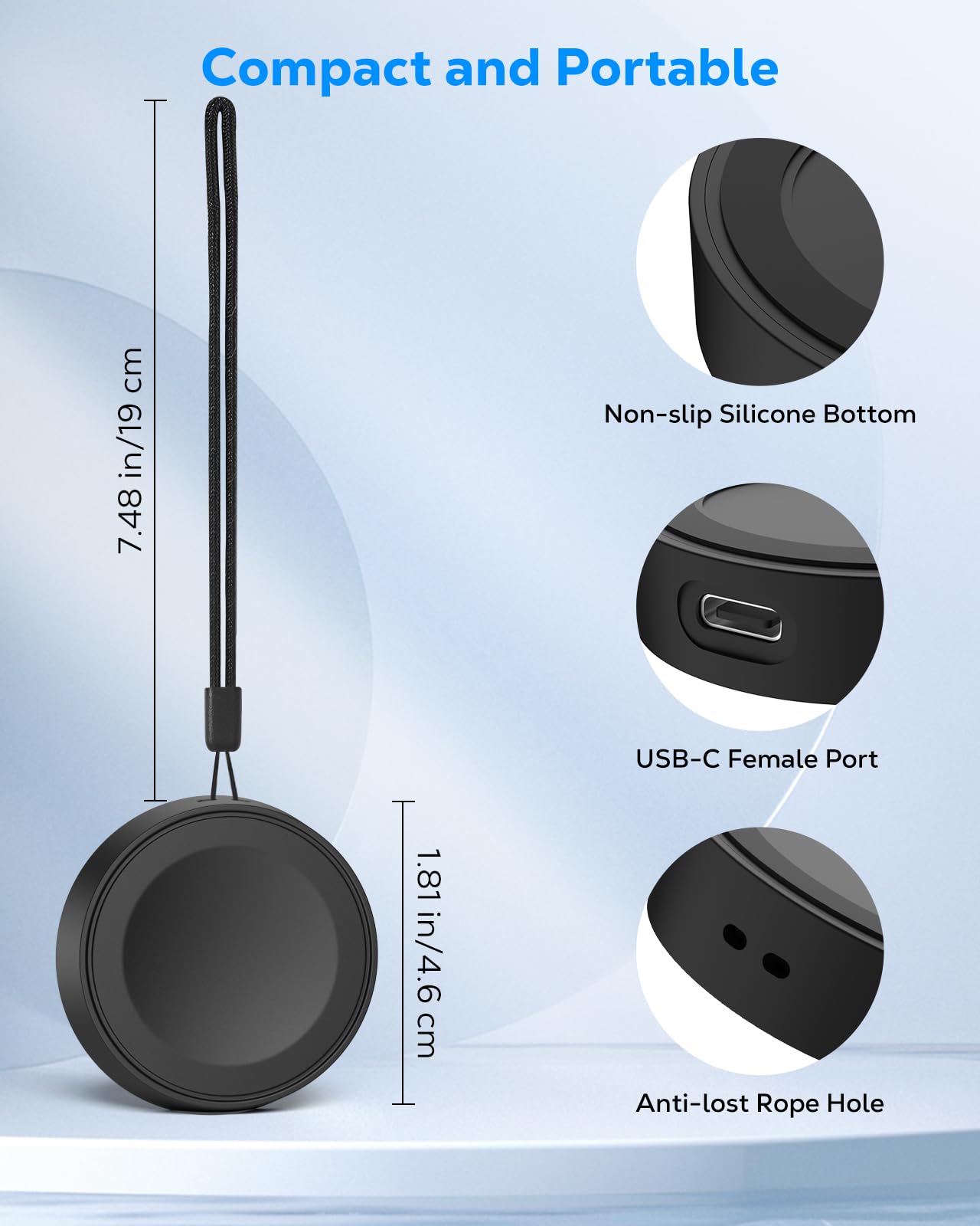 MoKo Magnetic Charger Adapter for Samsung Galaxy Watch 8/Ultra/7/6/5/4/3/FE/Active 2/1, Portable Wireless Charging Cradle with USB C Port, Only Charger Dock