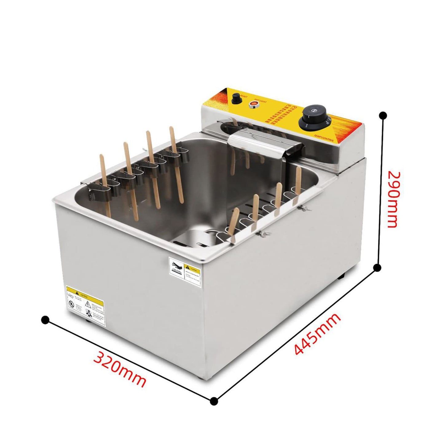 Koalalko - Freidora eléctrica de 12 litros de gran capacidad, para perros calientes, de maíz, caliente, para freidora eléctrica, 8 ganchos