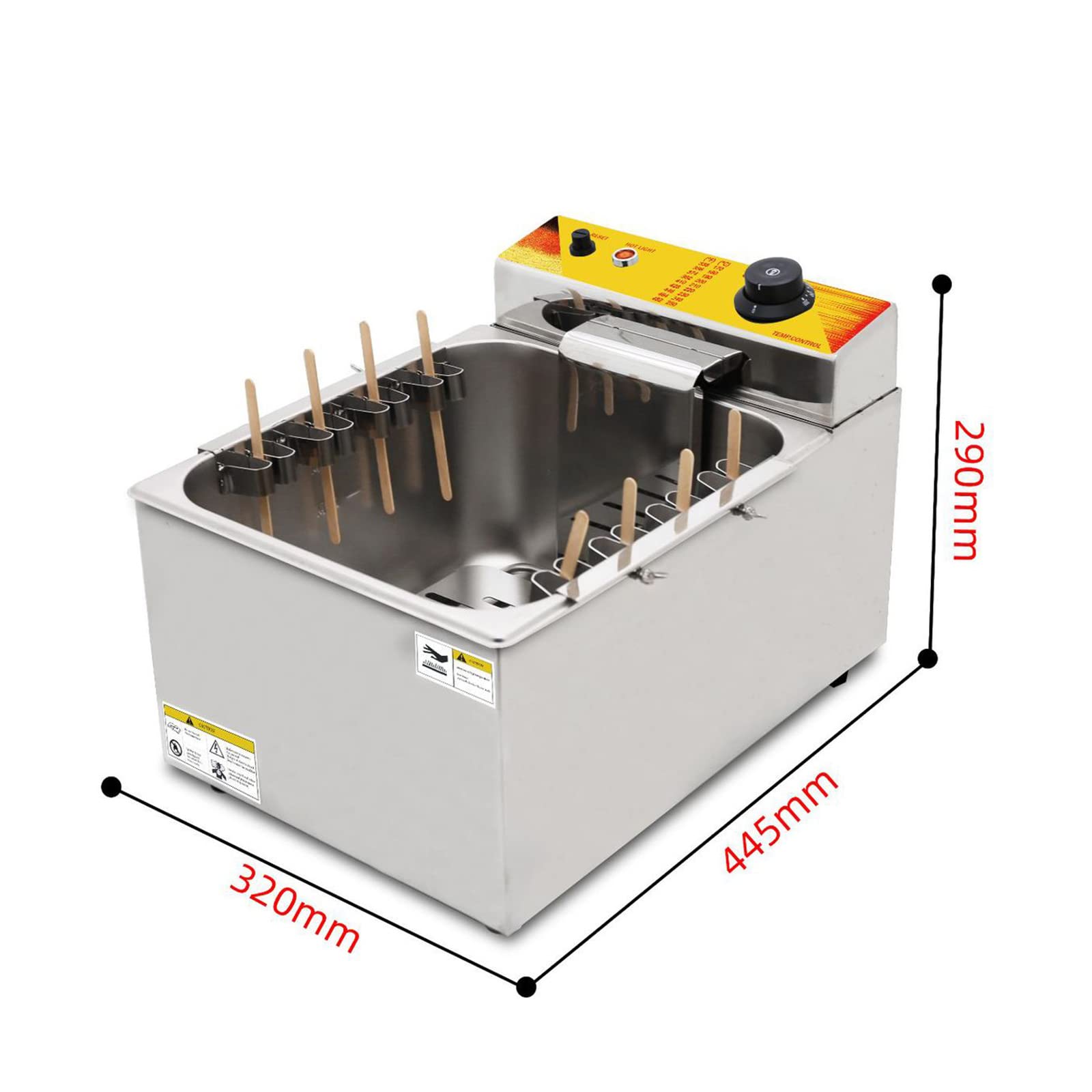 Koalalko - Freidora eléctrica de 12 litros de gran capacidad, para perros calientes, de maíz, caliente, para freidora eléctrica, 8 ganchos