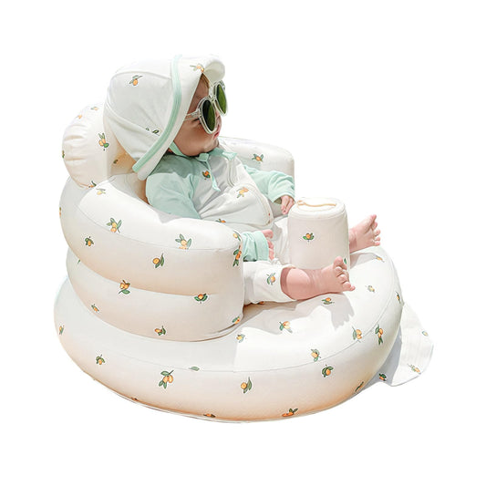 Silla inflable para bebé, asiento inflable AirSwim para bebés de 3 meses en adelante, asiento inflable de verano para sentarse, asiento de piso de bebé con bomba de aire integrada, naranja