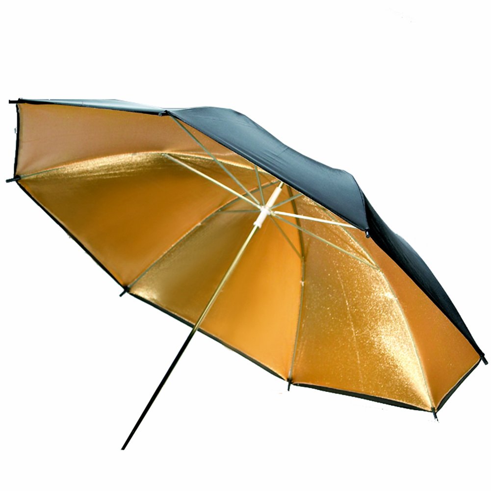 Neewer 33inch/84cm Black and Gold Reflective Lighting Umbrella - Great for Portrait Photography Studio