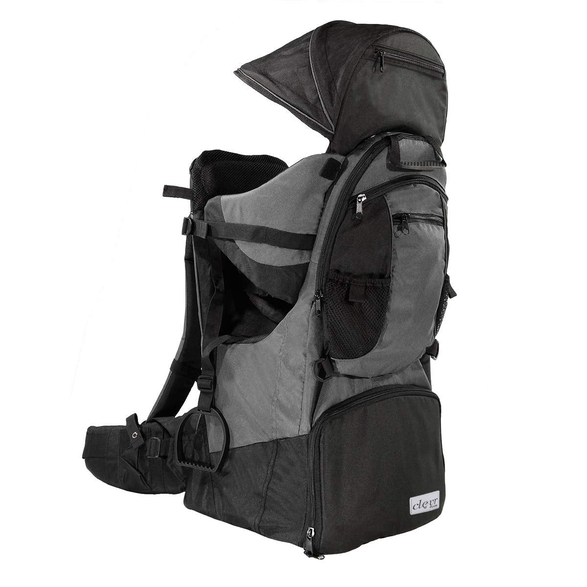 Clevr - Mochila Ligera Excursionismo de Lujo Para Bebé Niño Con Visera de Parasol, Gris