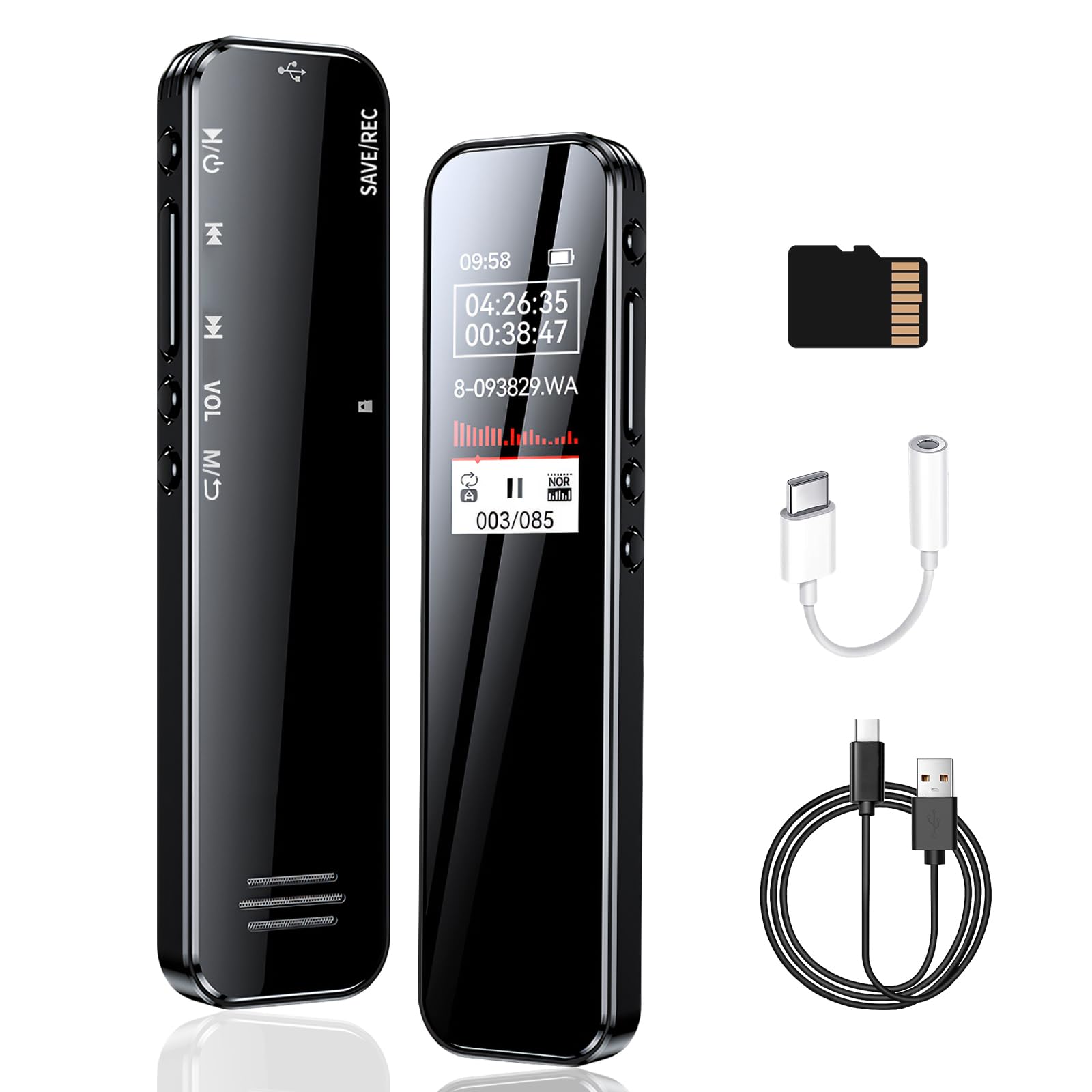 Grabadora de Voz Digital RYEWGRV 8 GB con Reducción de Ruido Recargable