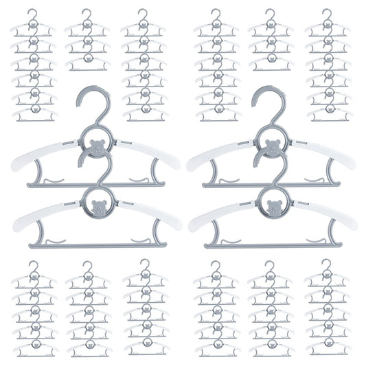 Perchas para bebé para guardería, clóset, paquete de 40 perchas de plástico para niños, ahorro de espacio, antideslizantes, extensibles, de 11 a 14 pulgadas, perchas ajustables resistentes para ropa