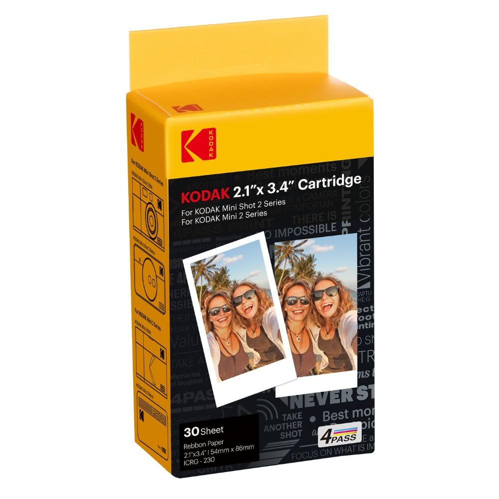 Cartucho de Película Kodak 4PASS 2.1 x 3.4 Pulgadas 60 Hojas para Mini 2 Retro y Mini Shot 2 Retro