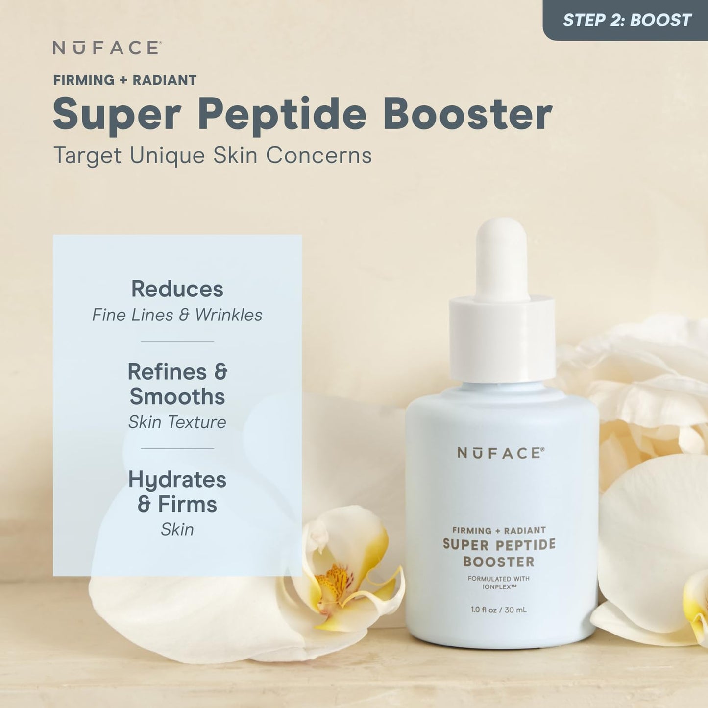 NUFACE | Super Peptide Booster Serum - Activador de Microcorriente Facial 30 ml | Gel Conductor Facial con Triple Peptidos - Activa el Colageno | Completa tu Rutina de Skin Care Mujer