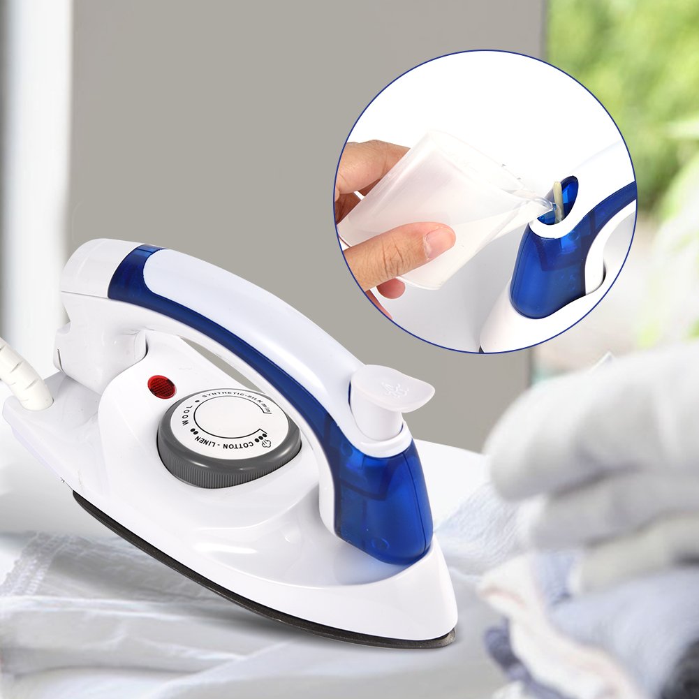 Hztyyier Mini Plancha de Vapor para Ropa, Plancha de Viaje de Vapor de Mano Plegable, Control de Temperatura, Calentamiento Rápido, Planchado en Seco Y Al Vapor(US Plug)