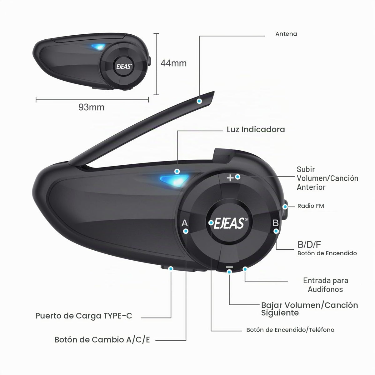 Auricular Bluetooth iSunergy Q7 Impermeable con Reducción de Ruido para Casco Integral 7 Riders 750mAh Conectable con App SafeRiding