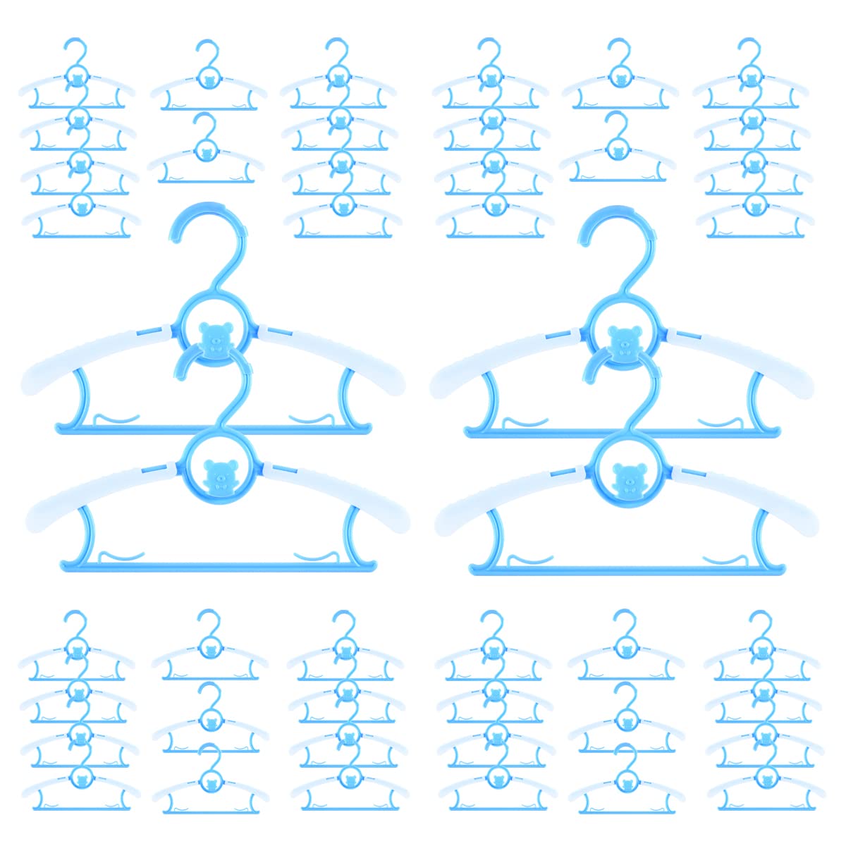 Perchas para bebé para guardería, clóset, paquete de 40 perchas de plástico para niños, ahorro de espacio, antideslizantes, extensibles, de 11 a 14 pulgadas, perchas ajustables resistentes para ropa