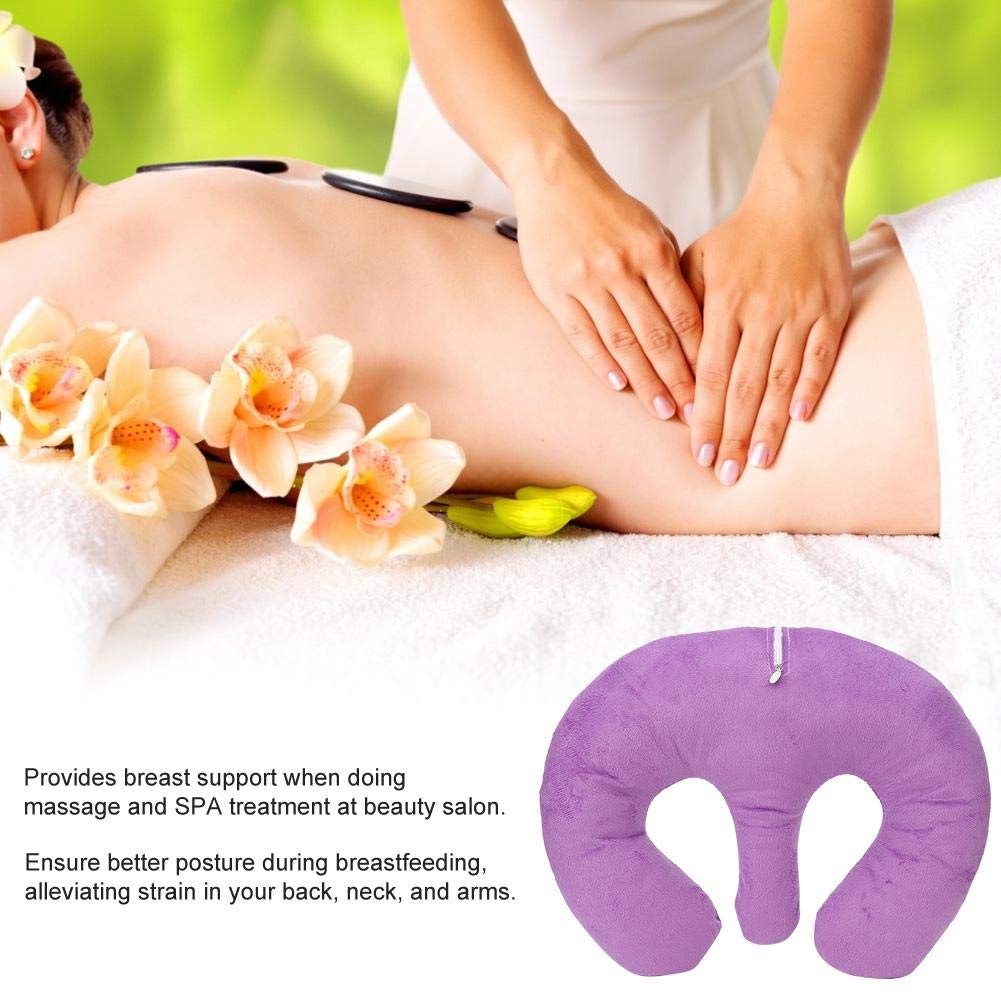 Cojín de almohada de seno, salón de belleza Almohada de soporte de seno SPA Cojín de almohada de pecho de masaje Cojín Prevención de arrugas y soporte de seno Almohadilla de Soporte Suave (Púrpura)
