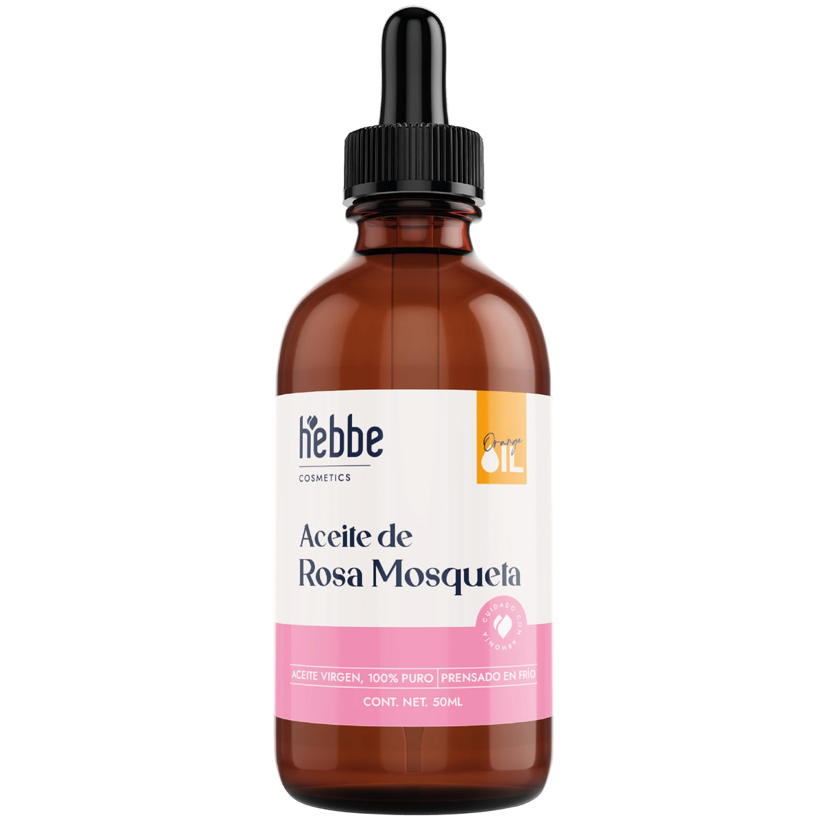 HEBBE | Aceite De Rosa Mosqueta 50 ml | Tratamiento Facial Antiedad y Reparador Cutáneo | Regenerador De Piel, Reduce Manchas, Ojeras y Estrías | Aceite Natural