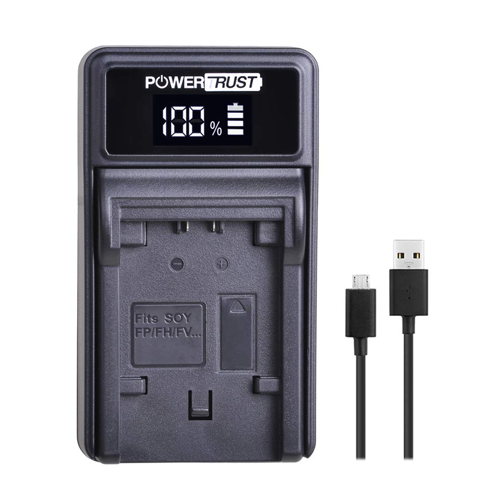 Batería y Cargador USB LED PowerTrust Negro para Sony NP-FP50