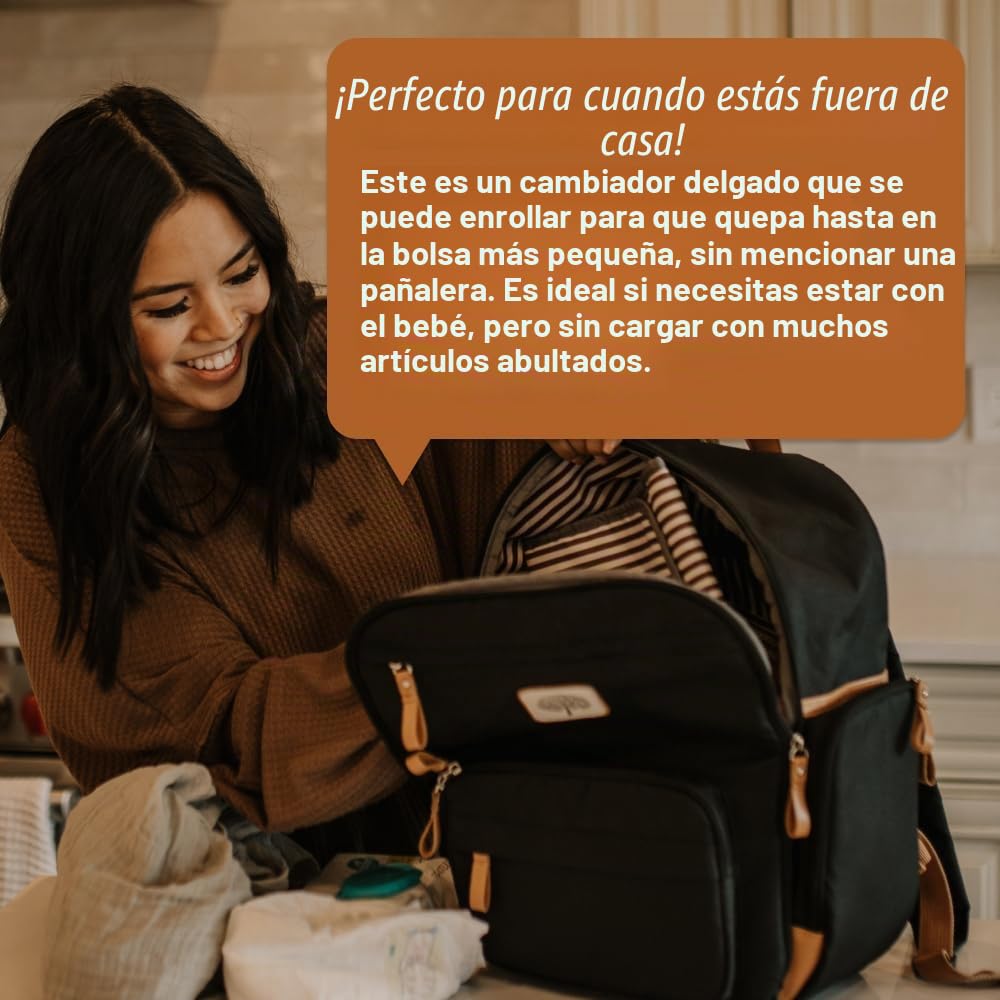 Parker Baby - Cambiador portátil para pañales | Cambiador de pañales grande y amigable para viajar, sin fugas y lavable, tapete plegable para guardería, acolchado para mayor comodidad, para todas las