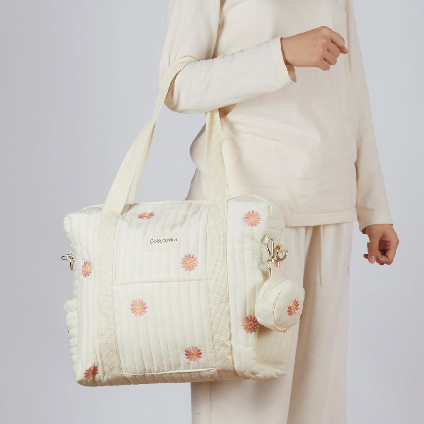 GOBABYMART - Juego de 3 bolsas de pañales, bolsa de hospital para trabajo y parto, bolsa de viaje de maternidad con cambiador y estuche para chupete
