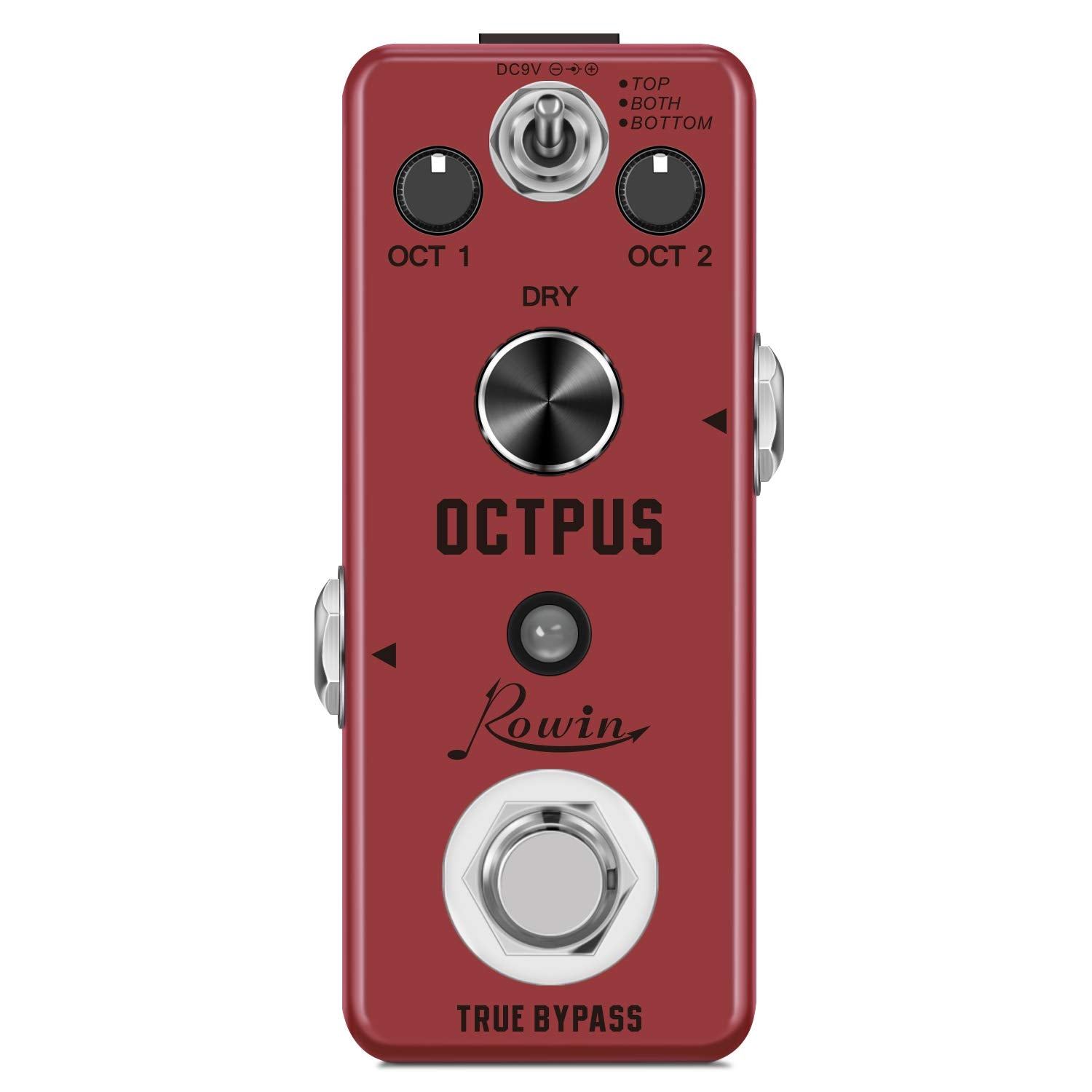 Rowin - Pedal de efectos de guitarra de octava polifónico mini digital con true bypass y 11 modos diferentes de octava LEF-3806