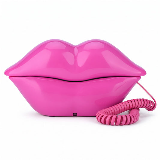 V BESTLIFE Teléfono de línea Fija con Cable, teléfono plástico con Labio Rojo Divertido de Rose con multifunción para decoración del hogar/Llamadas claras/Regalo