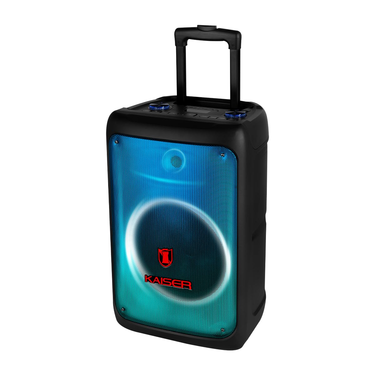 Kaiser Bocina Bluetooth de 12 Pulgadas con Luz Tipo Flama, KSR-Link, DSP High Quality, Efectos de Sonido, Micrófono Inalámbrico, Recargable, FM, USB, Micro SD, Aux, Potencia de 40W RMS