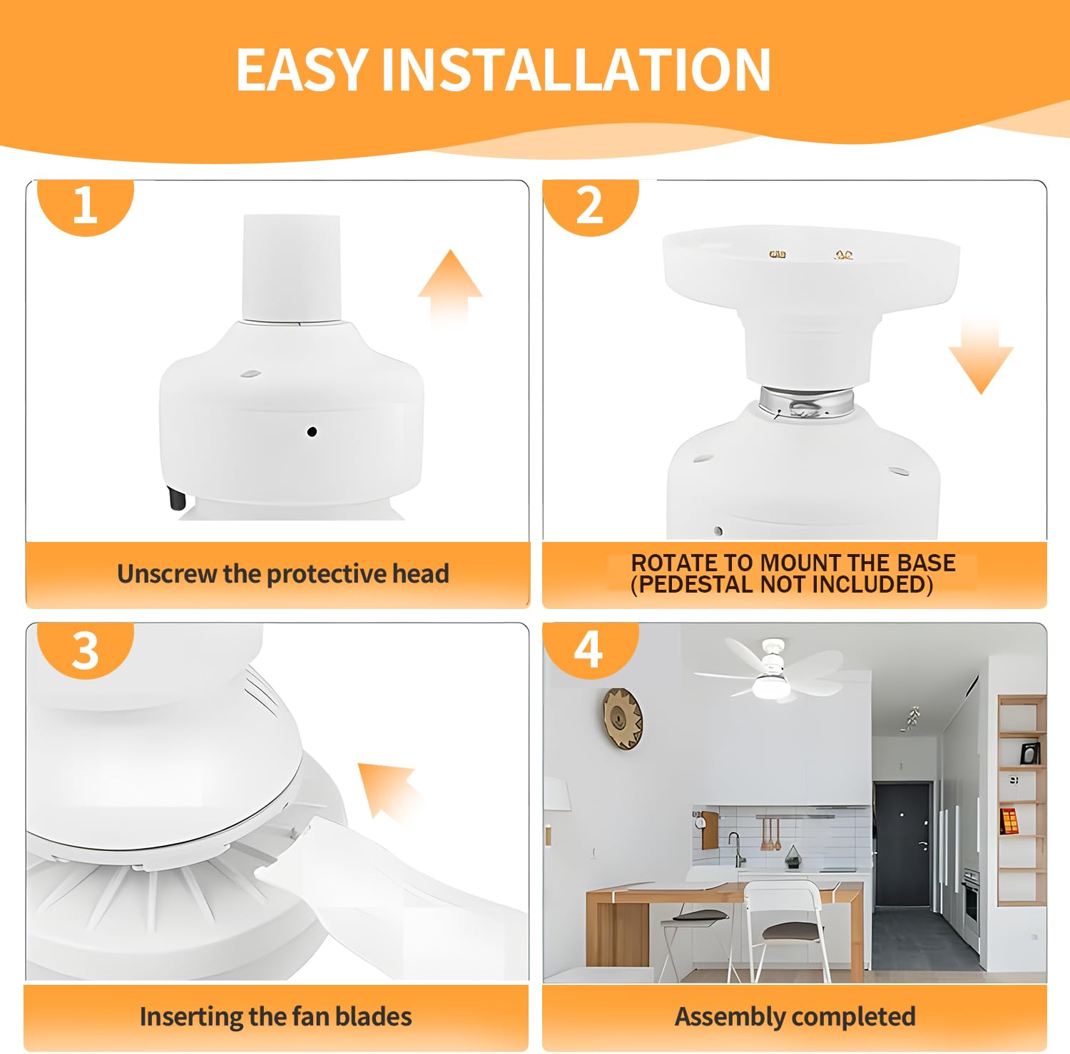 Haimo Ventilador de techo con luz y control remoto, luz tricolor ajustable 3000K-6500K Ventilador de techo de 3 velocidades y 40w con, 20.5LED Velocidad del viento silenciosa (blanco)