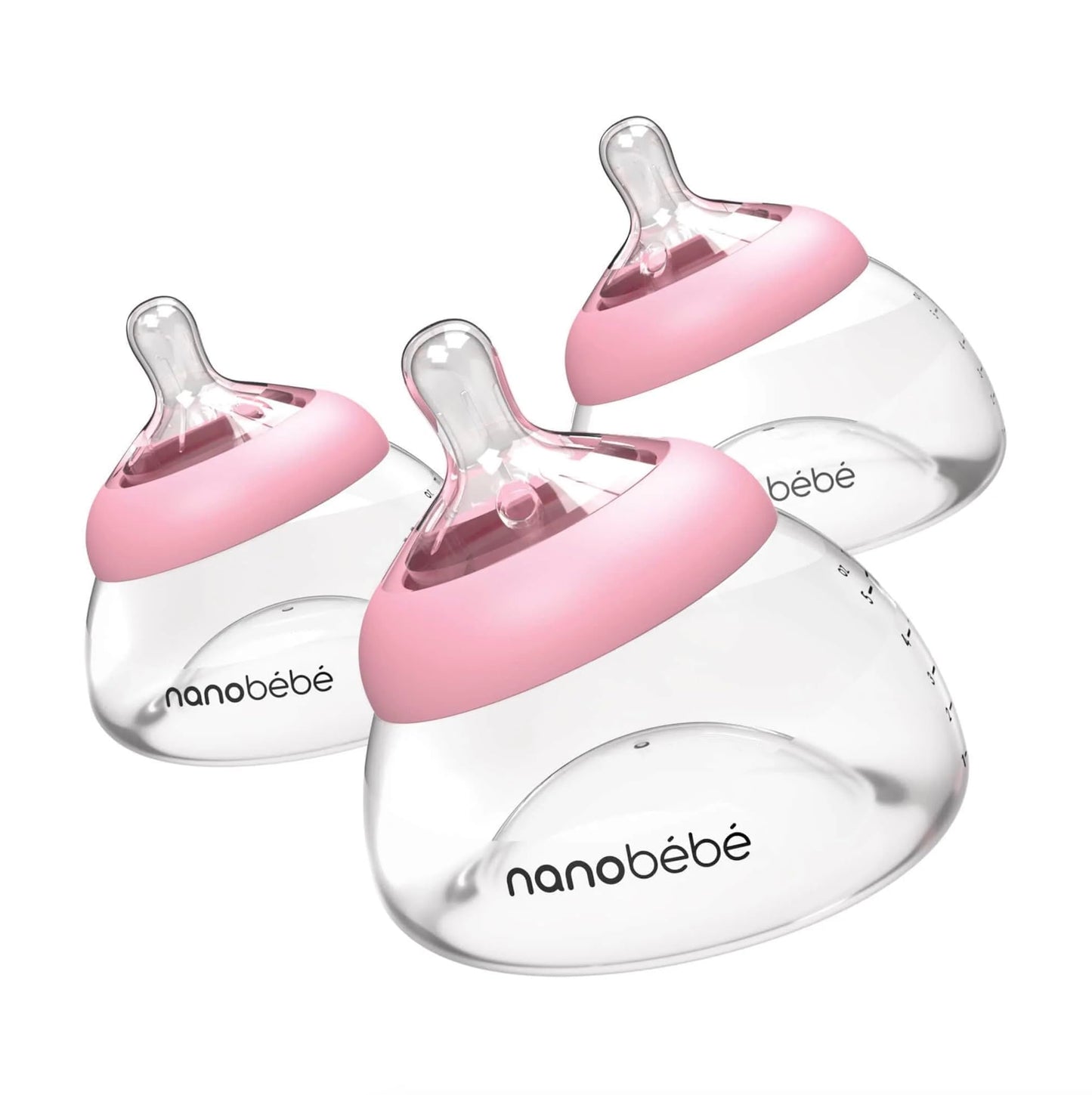 Nanobébé Biberón para Leche Materna – 3 Piezas (150ml / 5oz) Botella de Leche Materna para Recién Nacidos, Anticólicos, Cierre Perfecto, Conserva los Nutrientes, Paquete Triple, Color Rosa