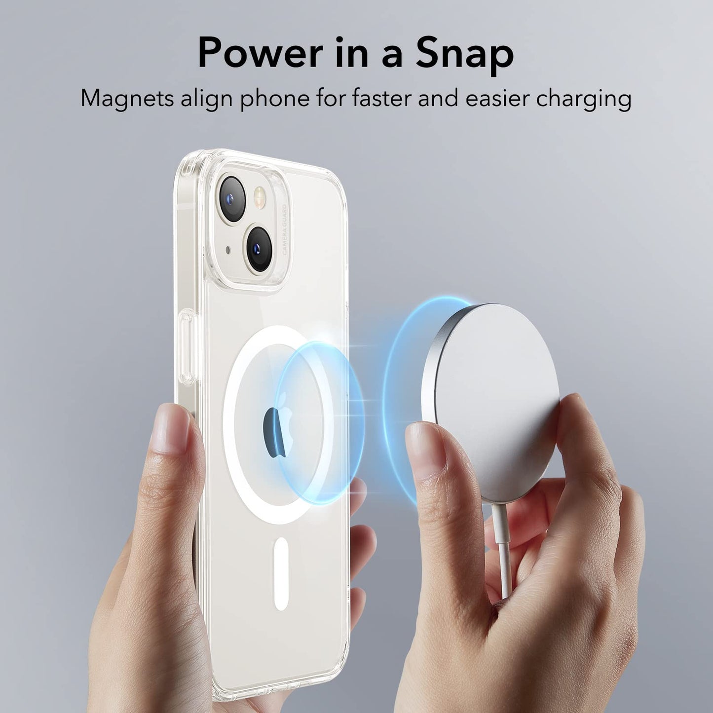 ESR Funda Híbrida con HaloLock Compatible con iPhone 13, Compatible Carga Magnética, Respaldo Resistente a Arañazos, Protección Mejorada contra Caídas, Serie Classic, Transparente