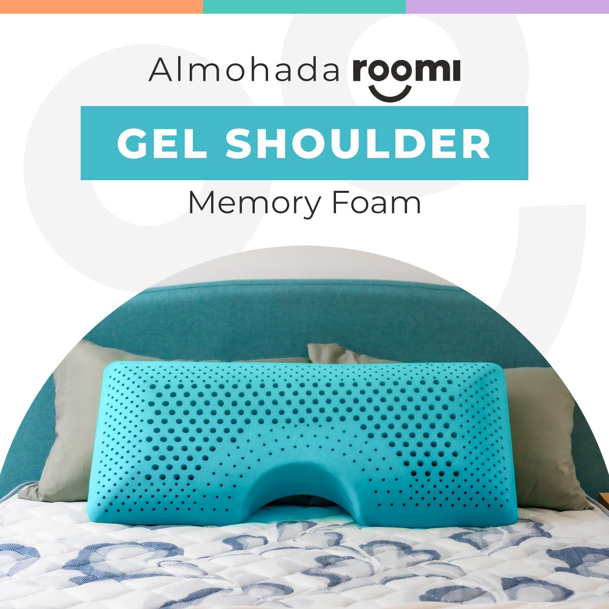 Almohada ROOMI Shoulder Memory Foam Gel Infusión Ultra Fresca Confort Medio Hipoalergénica
