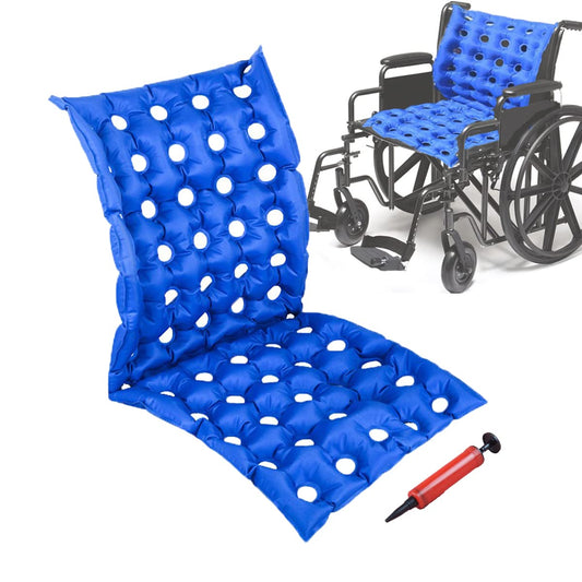 Cojín Inflable MESINURS Azul con Respaldo Completo para Silla de Ruedas para Personas Mayores Discapacitadas