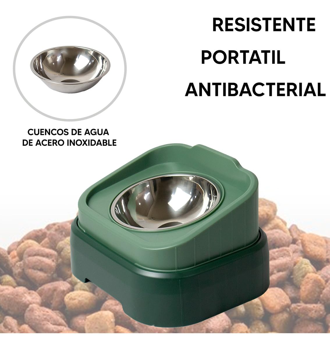 JAUZ IMPROVEMENT Comedero para Perros Antideslizante Acero Inoxidable 2 En 1 (Mod. J0172)