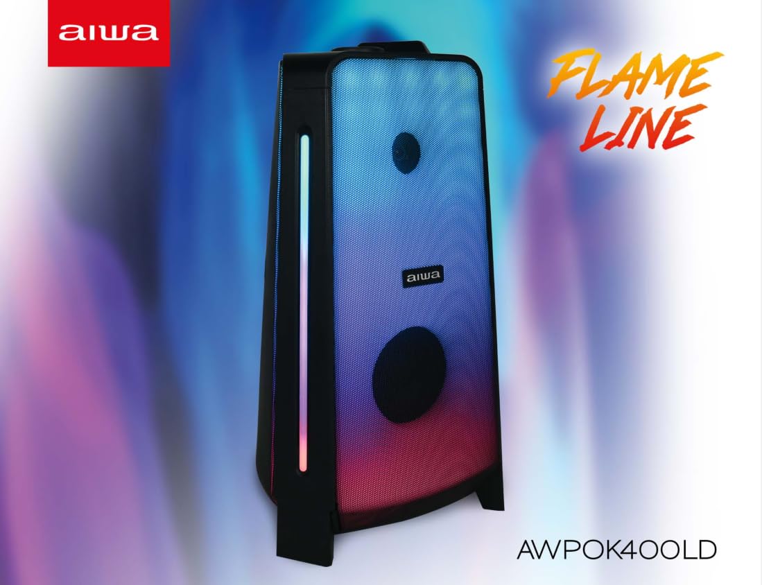 Bocina Portátil Aiwa Negro Doble Woofer con Bluetooth y Luces LED