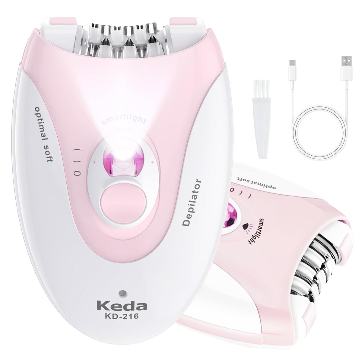 Smooth Glide Depiladora para mujer, depiladoras con luz LED, dispositivo de depilación facial de 2 velocidades, con una almohadilla de masaje vibrante y 36 pinzas para axila, brazo, pierna, bikini