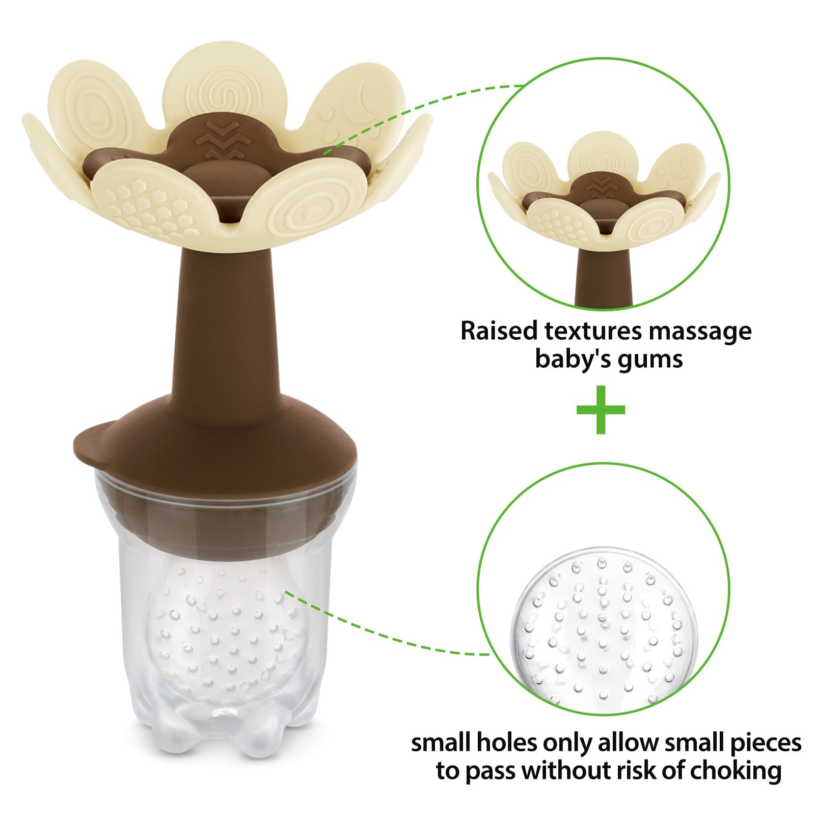 Haakaa - Alimentador de alimentos de frutas frescas para bebé con mini bandeja para congelador, molde de paletas de leche materna para alivio de enfriamiento del bebé, alimentador de malla de silicona