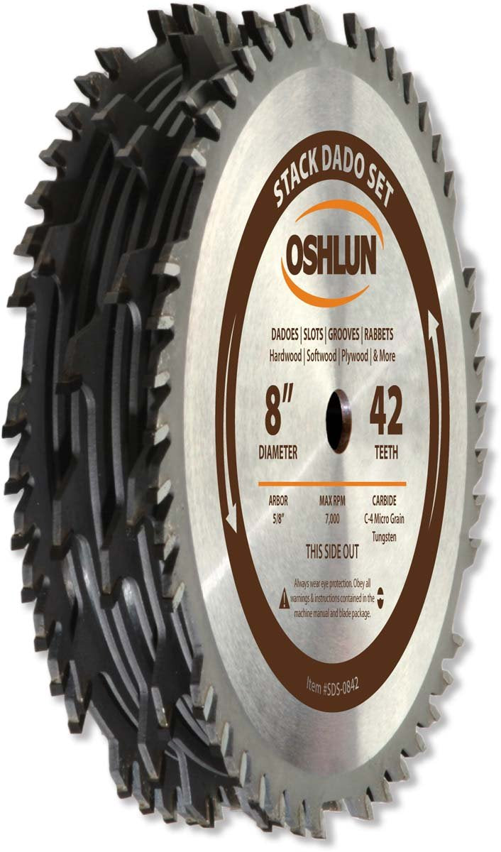 Oshlun SDS-0842 8-Inch 42 Tooth Stack Dado Set with 5/8-Inch Arbor