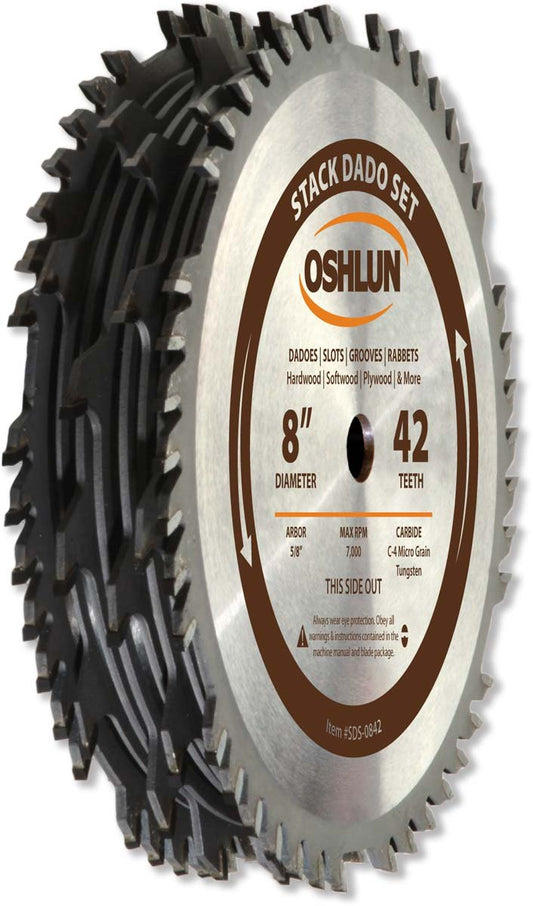 Oshlun SDS-0842 8-Inch 42 Tooth Stack Dado Set with 5/8-Inch Arbor
