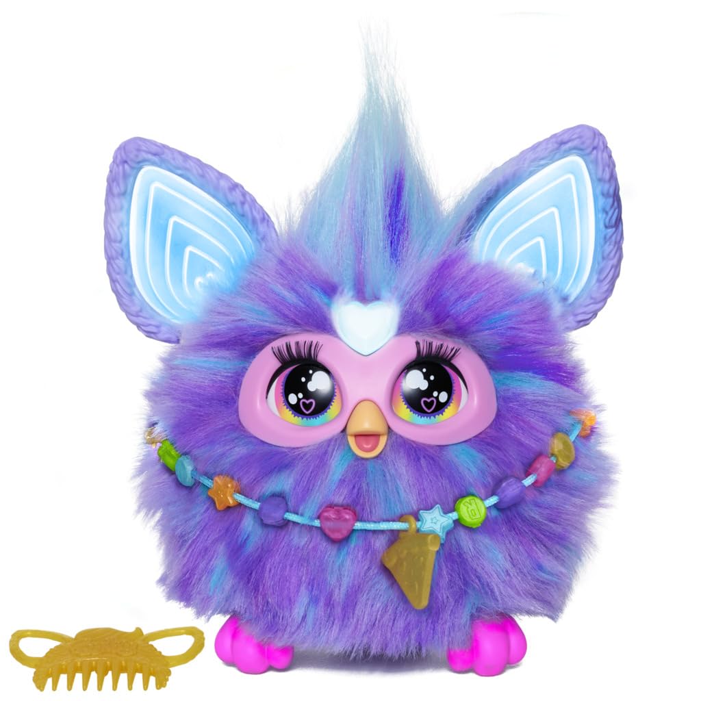 Peluche Electrónico Furby Púrpura Interactivo con Accesorios de Moda para Niños y Niñas