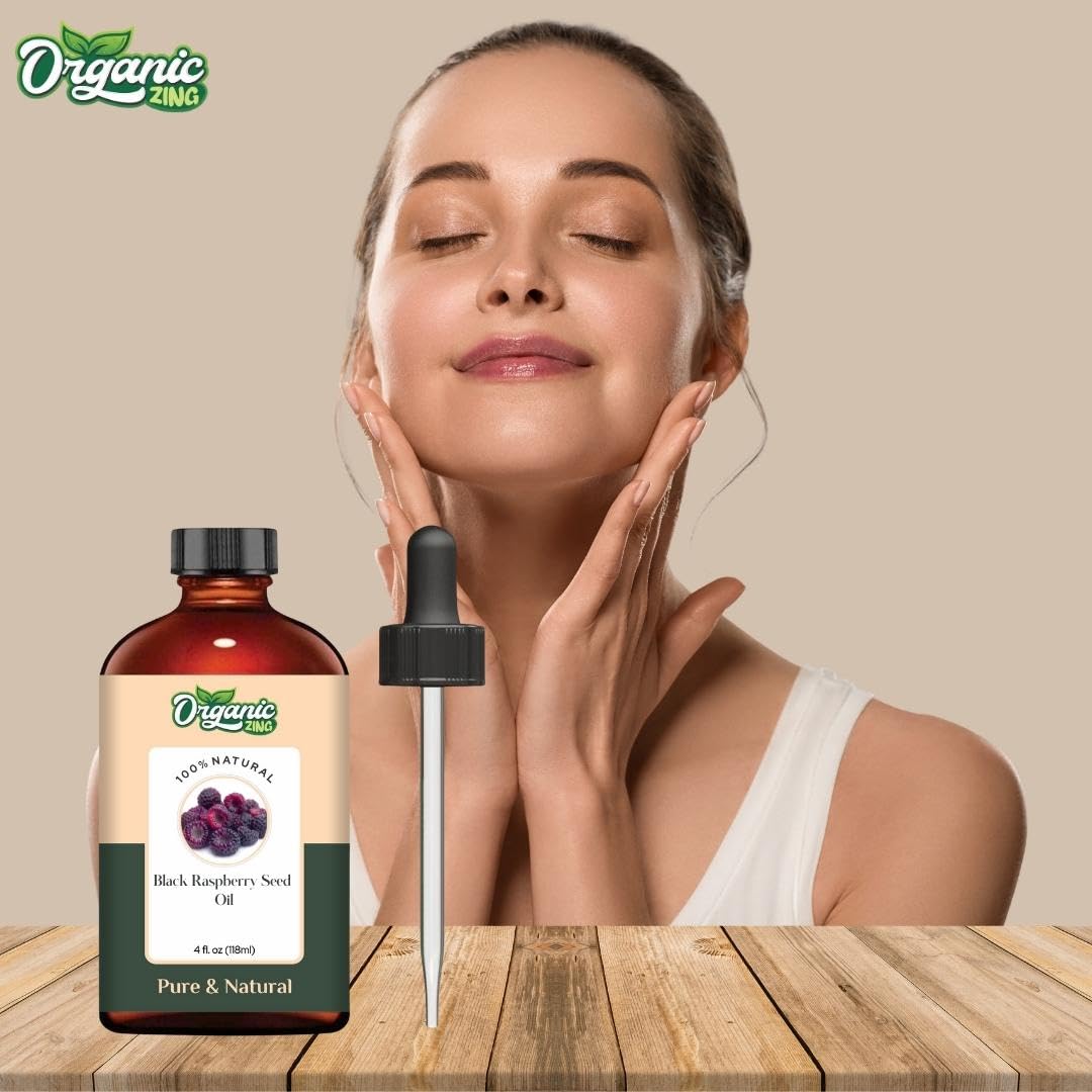 Organic Zing Black Raspberry Seed (Rubus Occidentalis) Oil | Pure & Natural Carrier Oil for Skincare and Hair Care - 118ml/3.99fl oz