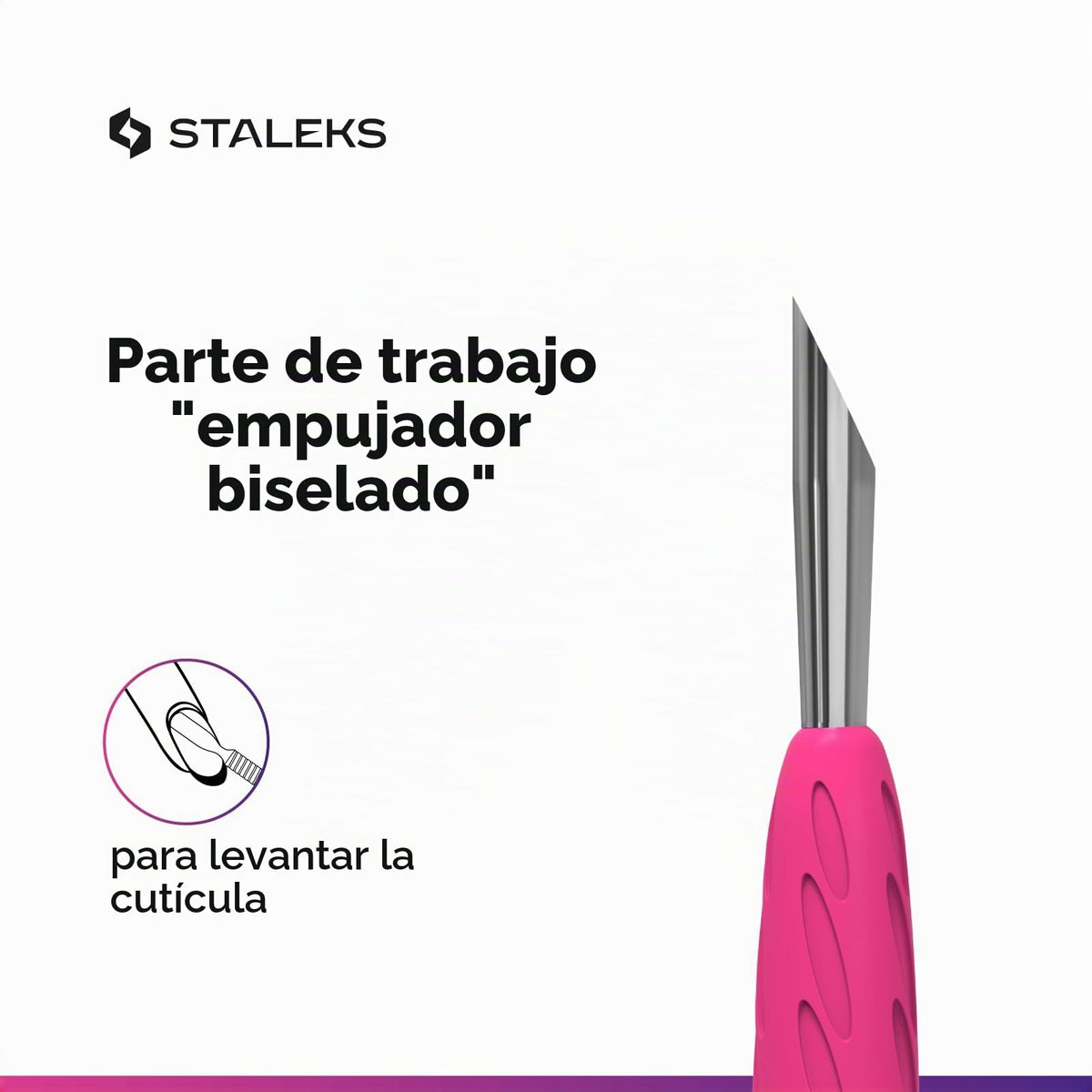 Staleks Combo Uniq 12 Piezas De Trabajo: Empujador Biselado Para Mango Modular; Palito De Naranjo Para Limpieza De Cutículas Y Uñas.