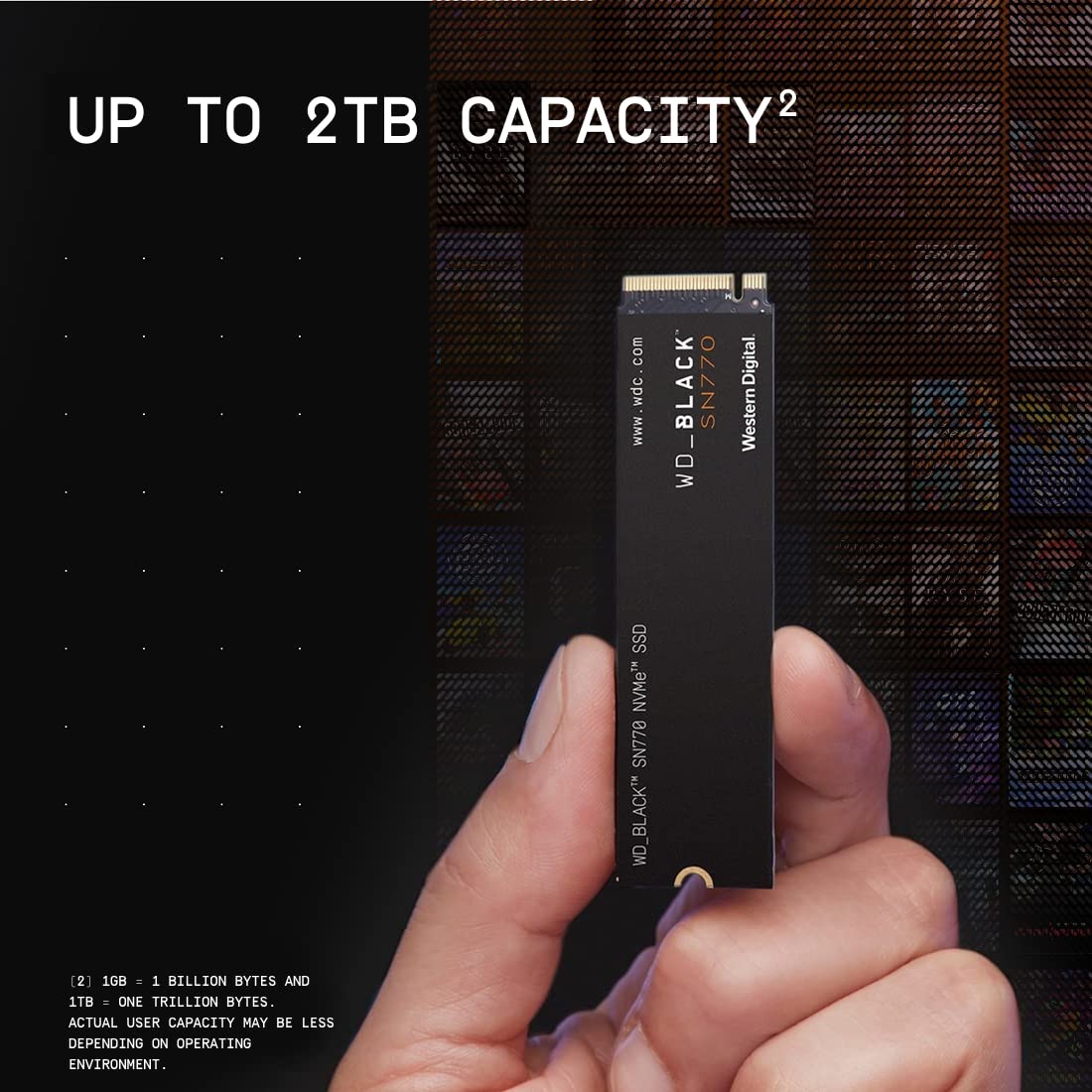 WD_BLACK - Unidad de Estado sólido SSD Interna para Juegos SN770 NVMe de 2 TB, PCIe Gen4, M.2 2280, hasta 5150 MB/s, WDS200T3X0E
