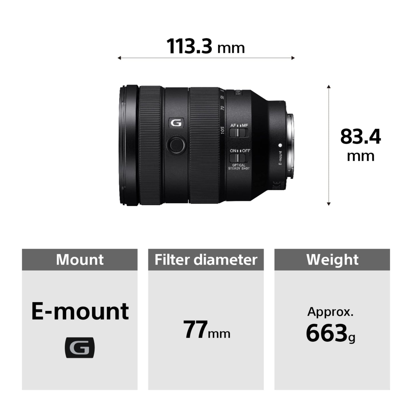 Sony Lente FE 24-105 mm F4 Zoom estándar G Lens. Montura E Full Frame