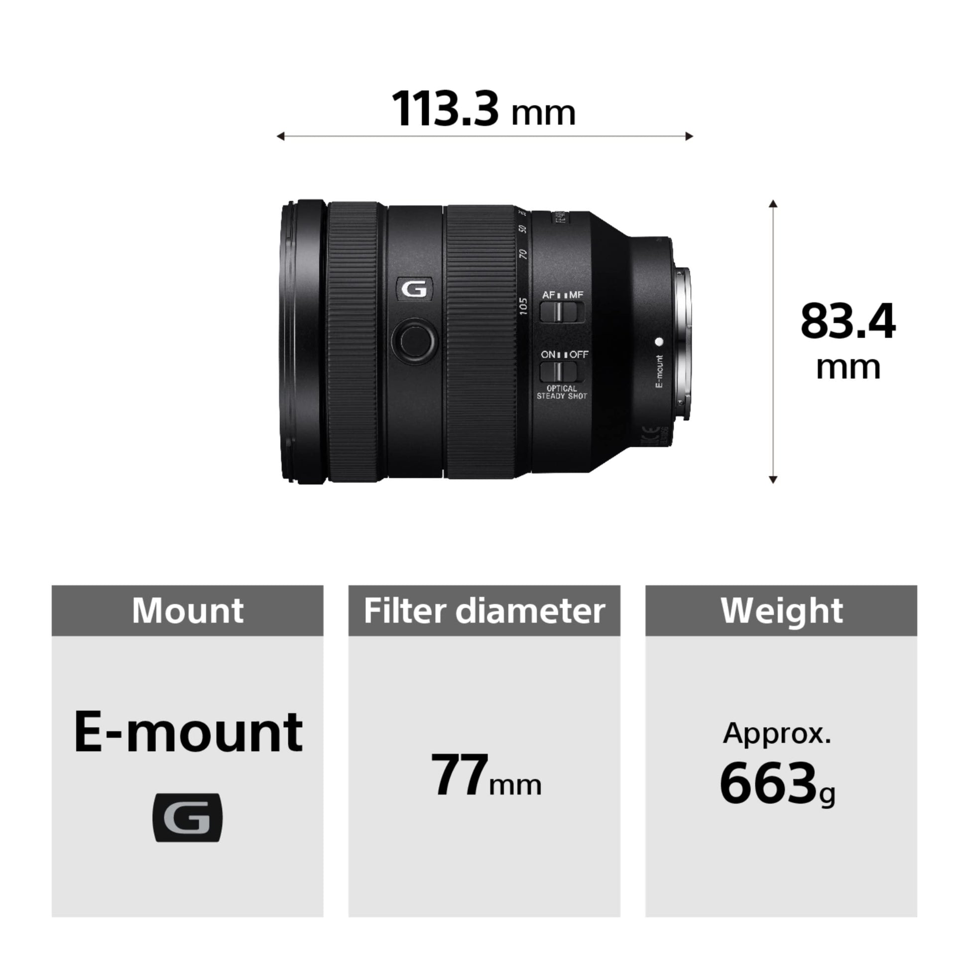Sony Lente FE 24-105 mm F4 Zoom estándar G Lens. Montura E Full Frame
